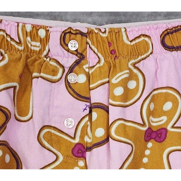 Vintage Victorias‎ Secret Gingerbread Man Pink Flannel PJPajamas Set X-Small